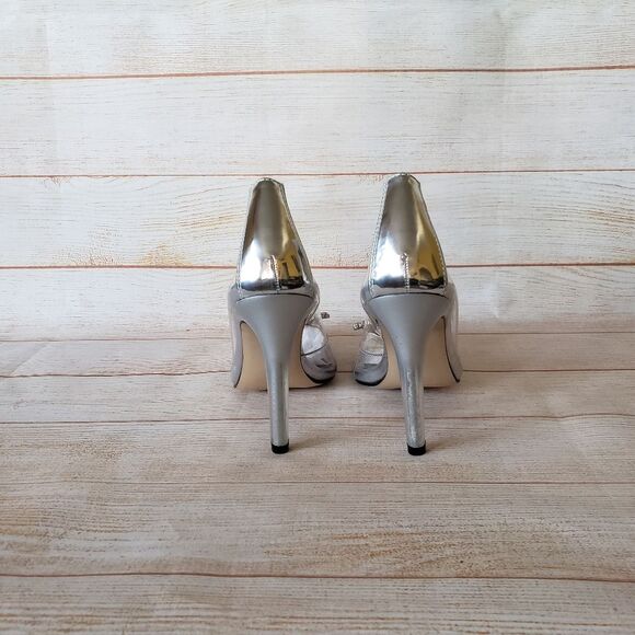 Good American Cinderella Crystal Jeweled Point Toe Clear Translucent Pumps - Picture 6 of 15